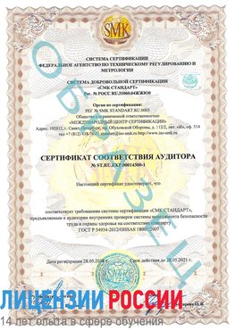 Образец сертификата соответствия аудитора №ST.RU.EXP.00014300-1 Нефтекамск Сертификат OHSAS 18001